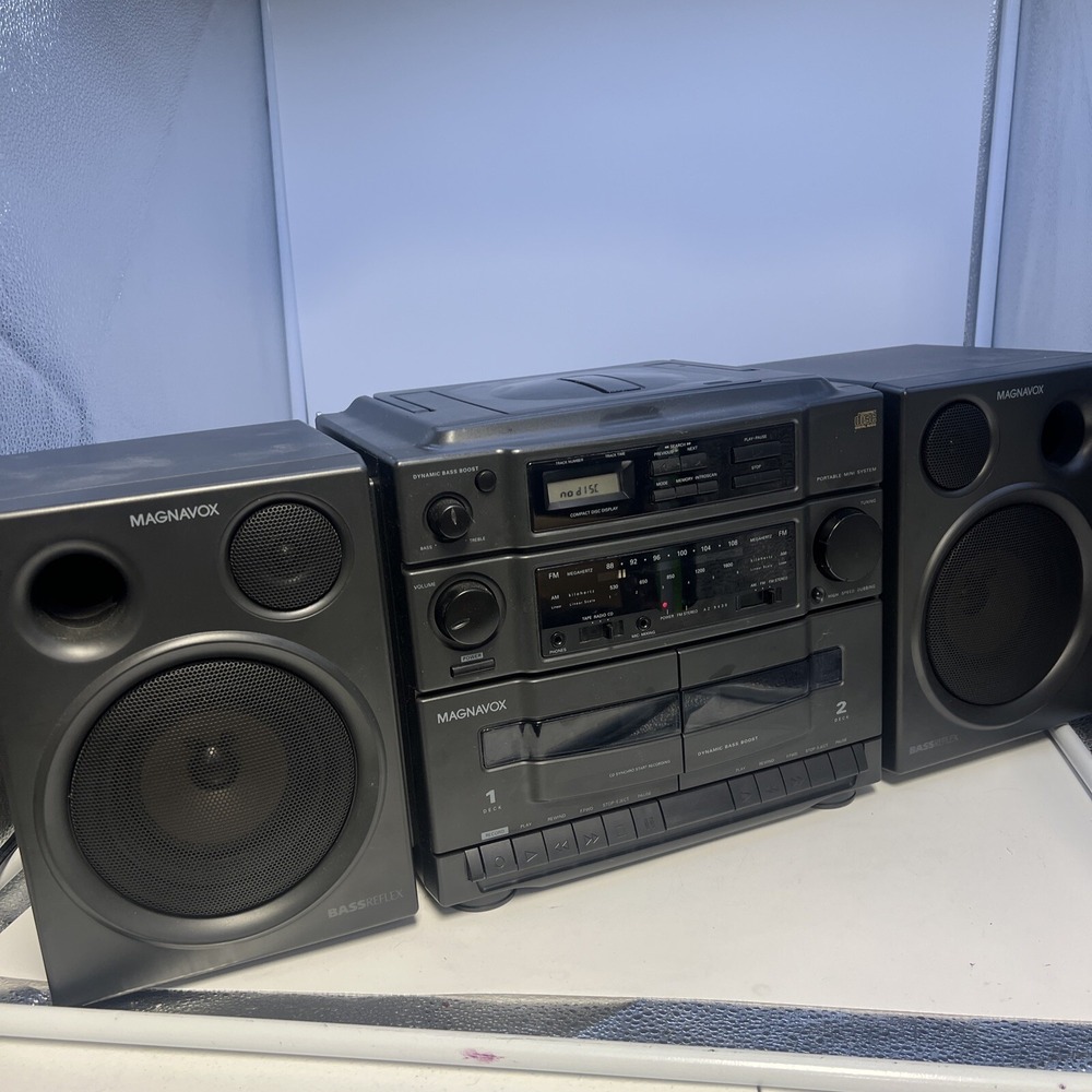 Magnavox AZ9430  Radio Dual Cassette CD Player Boombox 1993 Partially Works